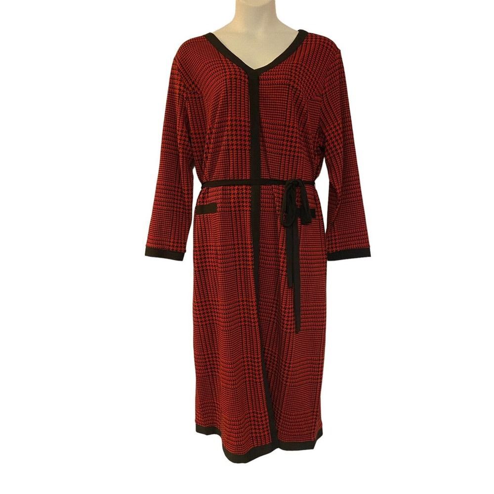 Midnight Velvet Mid-Weight Office Dinner Jersey Knit Sweater Plaid Maxi Dress 3X